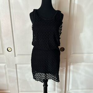 FREE PEOPLE BLACK CROCHET KNIT BOHO DRESS